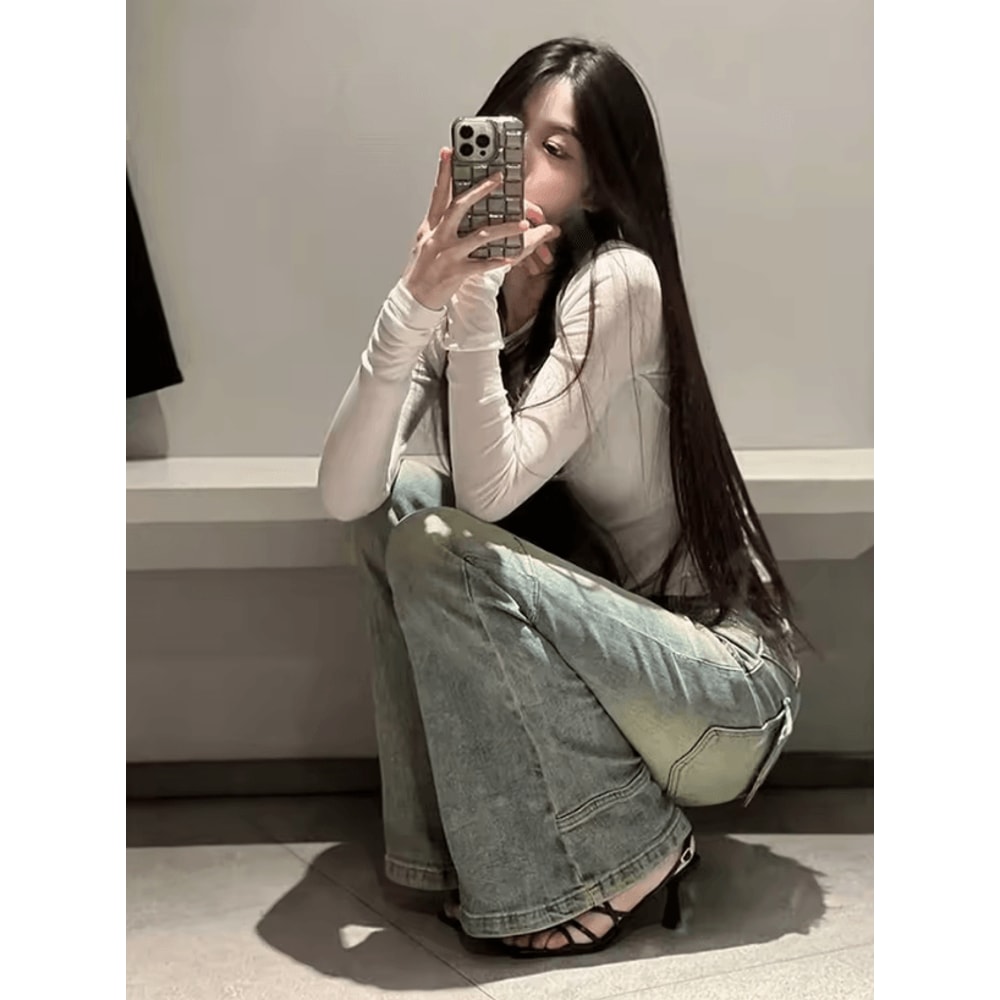 Low Rise Y2K Flare Jeans For Women Korean Style Bell Bottom Bootcut Denim Pants Autumn Winter 2025 3