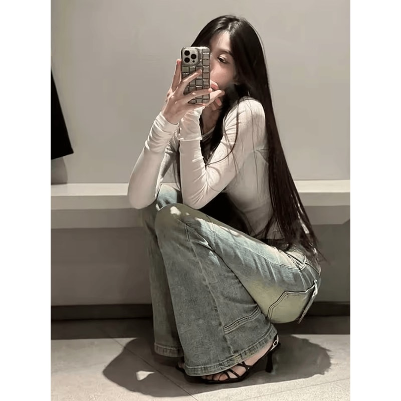 Low Rise Y2K Flare Jeans For Women Korean Style Bell Bottom Bootcut Denim Pants Autumn Winter 2025 3