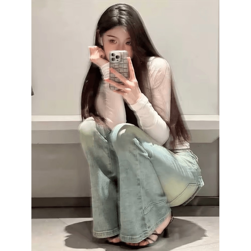 Low Rise Y2K Flare Jeans For Women Korean Style Bell Bottom Bootcut Denim Pants Autumn Winter 2025 4