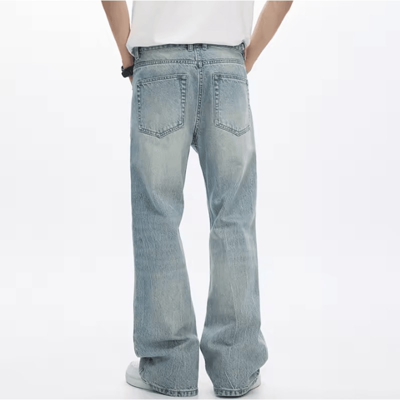 KSTUN Mens Flared Bootcut Jeans Light Blue Streetwear Flare Denim Pants Loose Fit 3