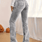 Fashion Womens Gray LowRise Slim Fit Bootcut Jeans Y2K Style Snow Wash Streetwear Elegant Denim Pan 1