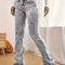 Fashion Womens Gray LowRise Slim Fit Bootcut Jeans Y2K Style Snow Wash Streetwear Elegant Denim Pan 4