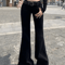 Korean Low Rise Y2K Flare Jeans For Women Slim Fit Bell Bottom Bootcut Denim Pants 4