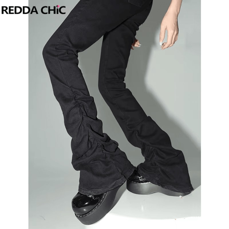 REDDACHiC Stacked Flare Jeans Women Black Y2K Goth Bootcut Denim Pants HighRise Stretch Streetwear 0