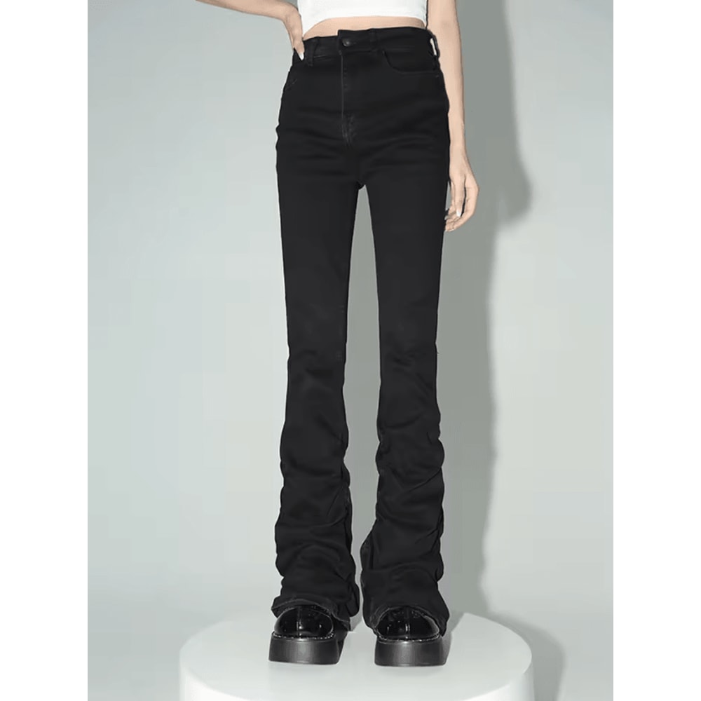 REDDACHiC Stacked Flare Jeans Women Black Y2K Goth Bootcut Denim Pants HighRise Stretch Streetwear 1