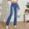 Blue Low Rise Y2K Bootcut Jeans Womens Wide Leg Streetwear Denim Pants With Pockets 0