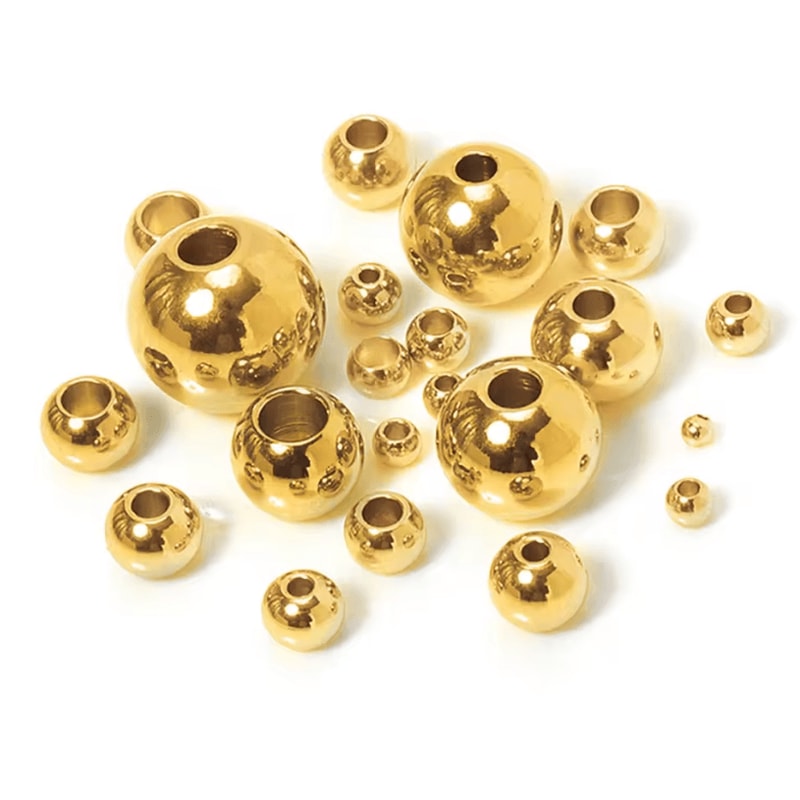 100PCS Gold Stainless Steel Spacer Beads Round Jewelry Spacer Beads For DIY Jewelry Making 1