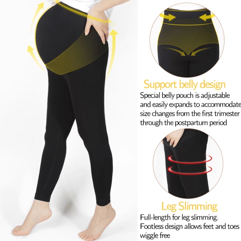 High Waist Maternity Belly Support Leggings Stretch Pregnancy Leggings For Women Body Shaper Pants 2