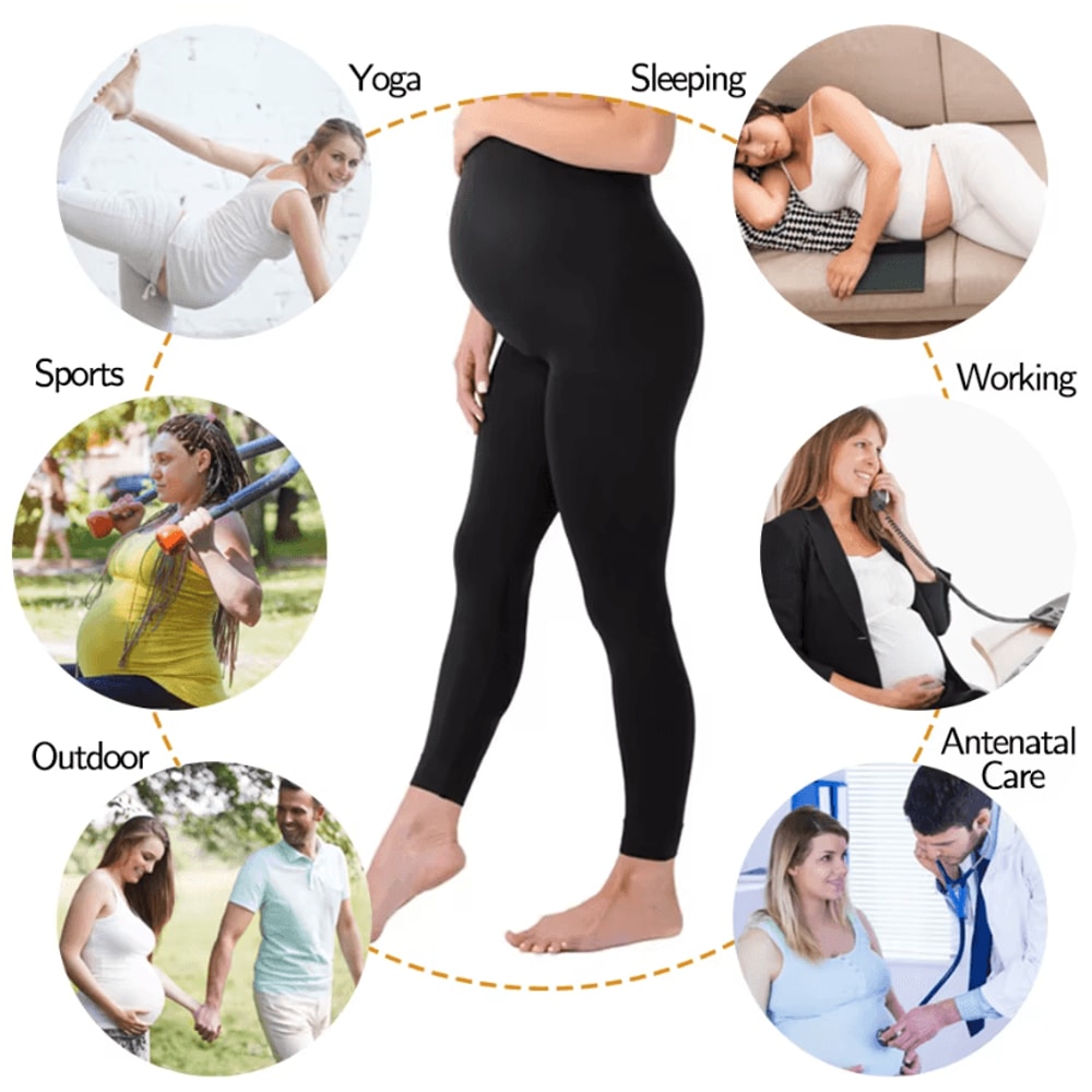 High Waist Maternity Belly Support Leggings Stretch Pregnancy Leggings For Women Body Shaper Pants 3
