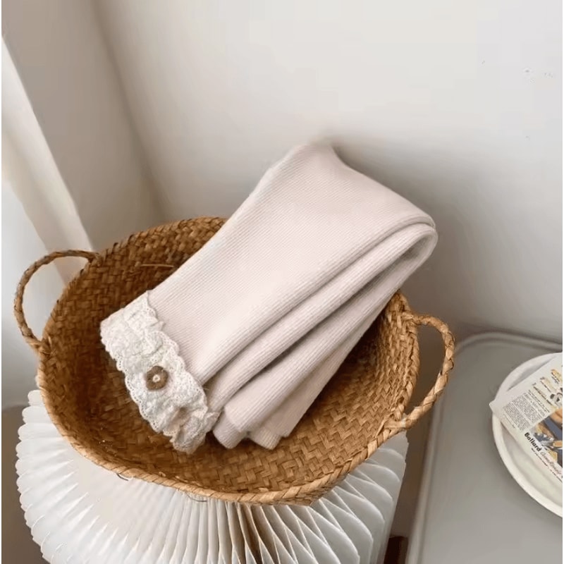 Cozy Lace Flower Baby Girls Thermal Leggings Soft Stretch Toddler Girl Leggings For Warm Winter A 6