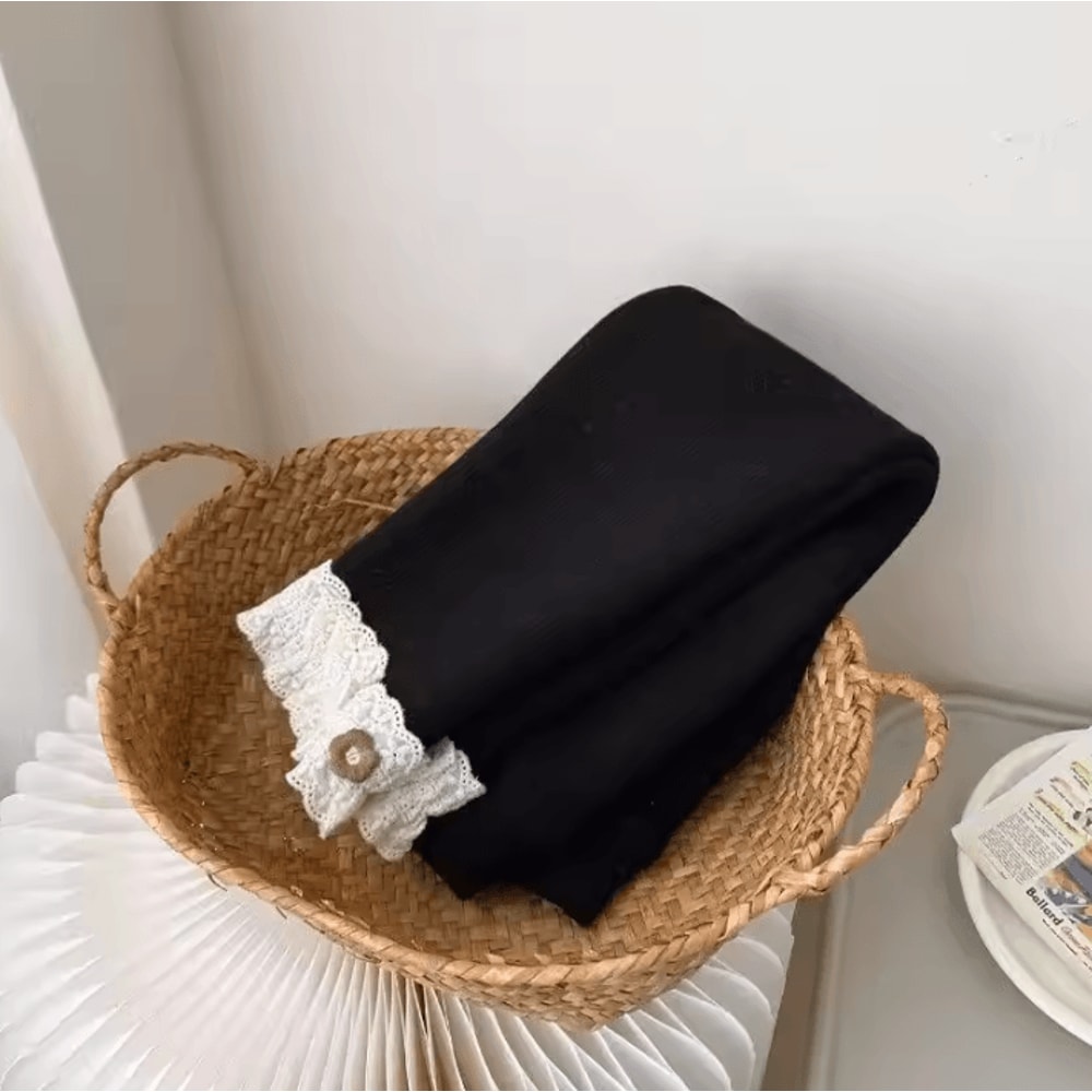 Cozy Lace Flower Baby Girls Thermal Leggings Soft Stretch Toddler Girl Leggings For Warm Winter A 8