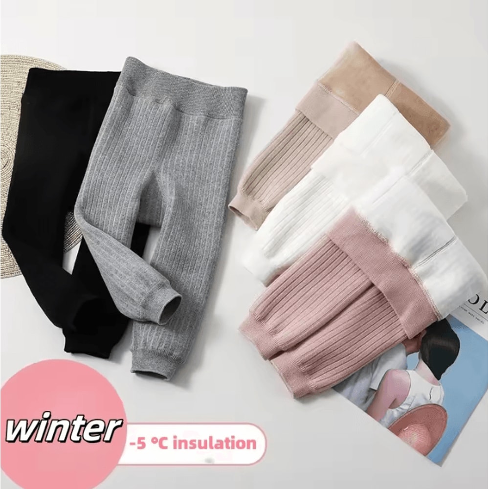 CozyWarm Toddler Girls Fleece Lined Leggings Soft Stretch Winter Thermal Leggings For Kids 0