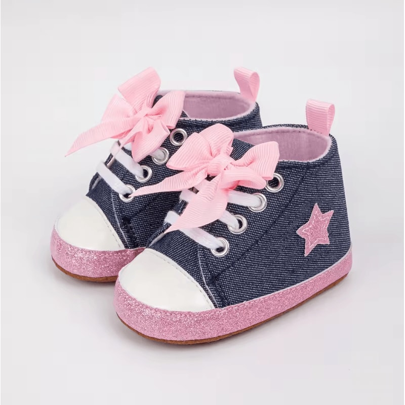 StarStep Baby HighTop First Walker Sneakers Soft Sole Infant Crib Shoes With Cute Star Design 7