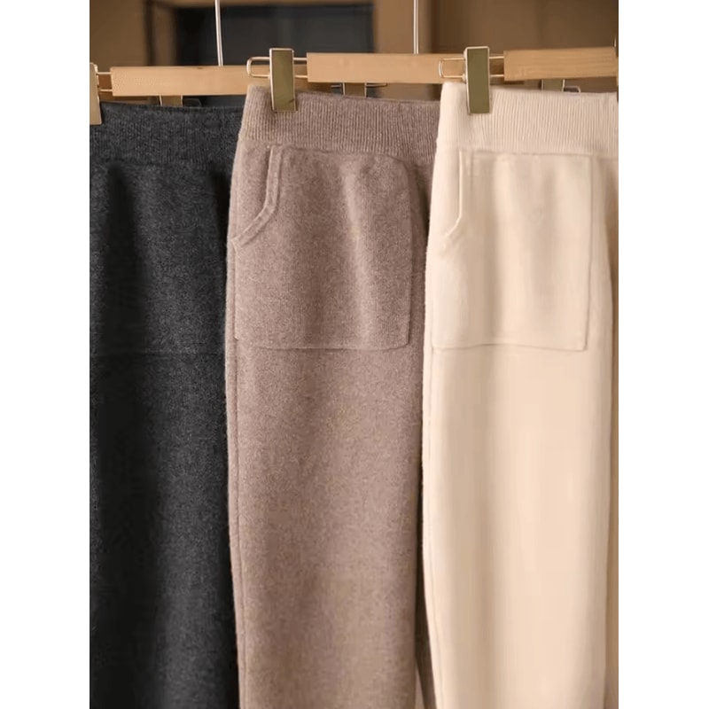 PureMerino Womens Merino Wool Pencil Pants Soft Knit 100 Merino Wool Trousers With Elastic Waist 0