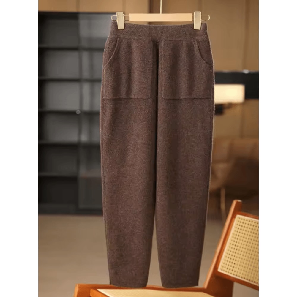 PureMerino Womens Merino Wool Pencil Pants Soft Knit 100 Merino Wool Trousers With Elastic Waist 2