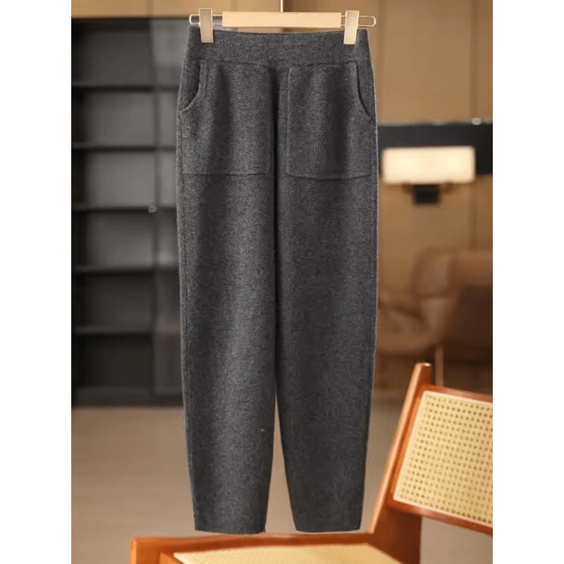 PureMerino Womens Merino Wool Pencil Pants Soft Knit 100 Merino Wool Trousers With Elastic Waist 4