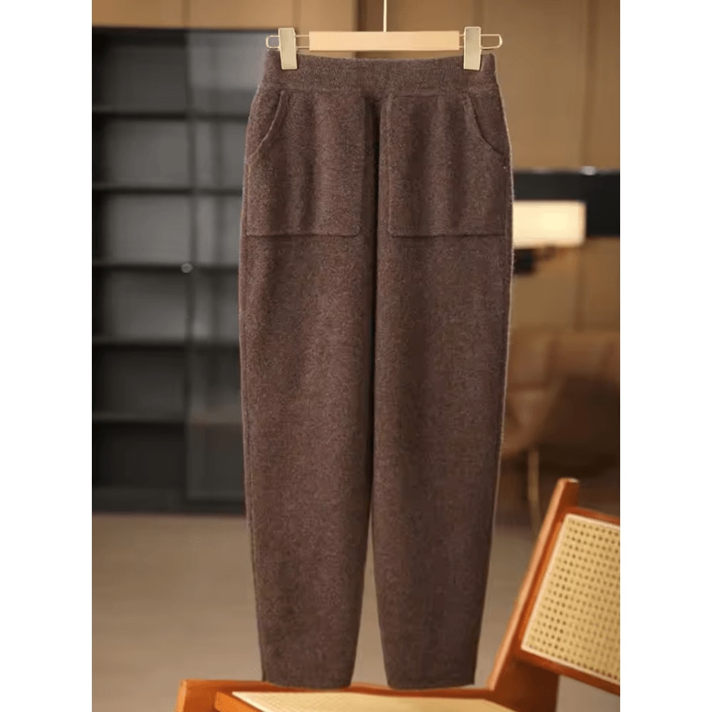 PureMerino Womens Merino Wool Pencil Pants Soft Knit 100 Merino Wool Trousers With Elastic Waist 8