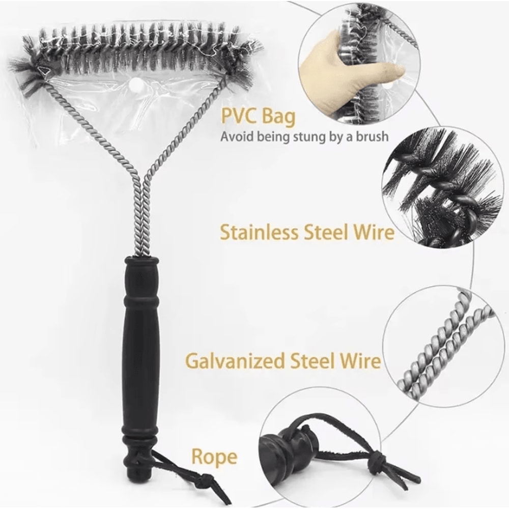 HeavyDuty BBQ Grill Cleaning Brush Stainless Steel Barbecue Wire Brush For NonStick Grills 0