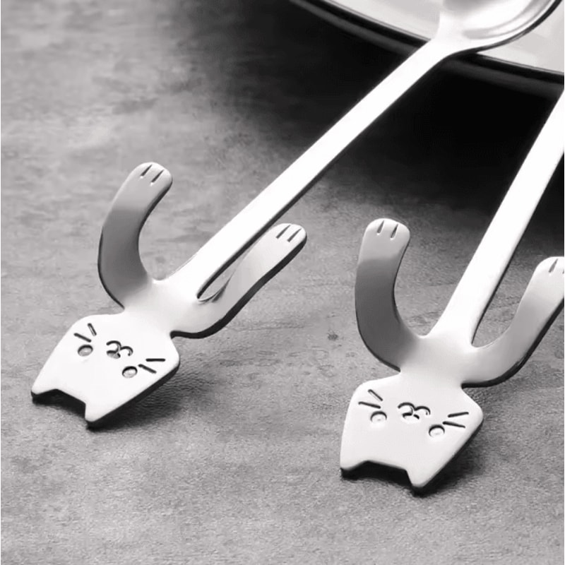 KittySip 304 Stainless Steel Cat Spoon Set Cute Hanging Coffee Stirring Spoon 24PCS 2