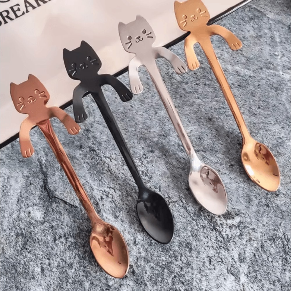 KittySip 304 Stainless Steel Cat Spoon Set Cute Hanging Coffee Stirring Spoon 24PCS 3