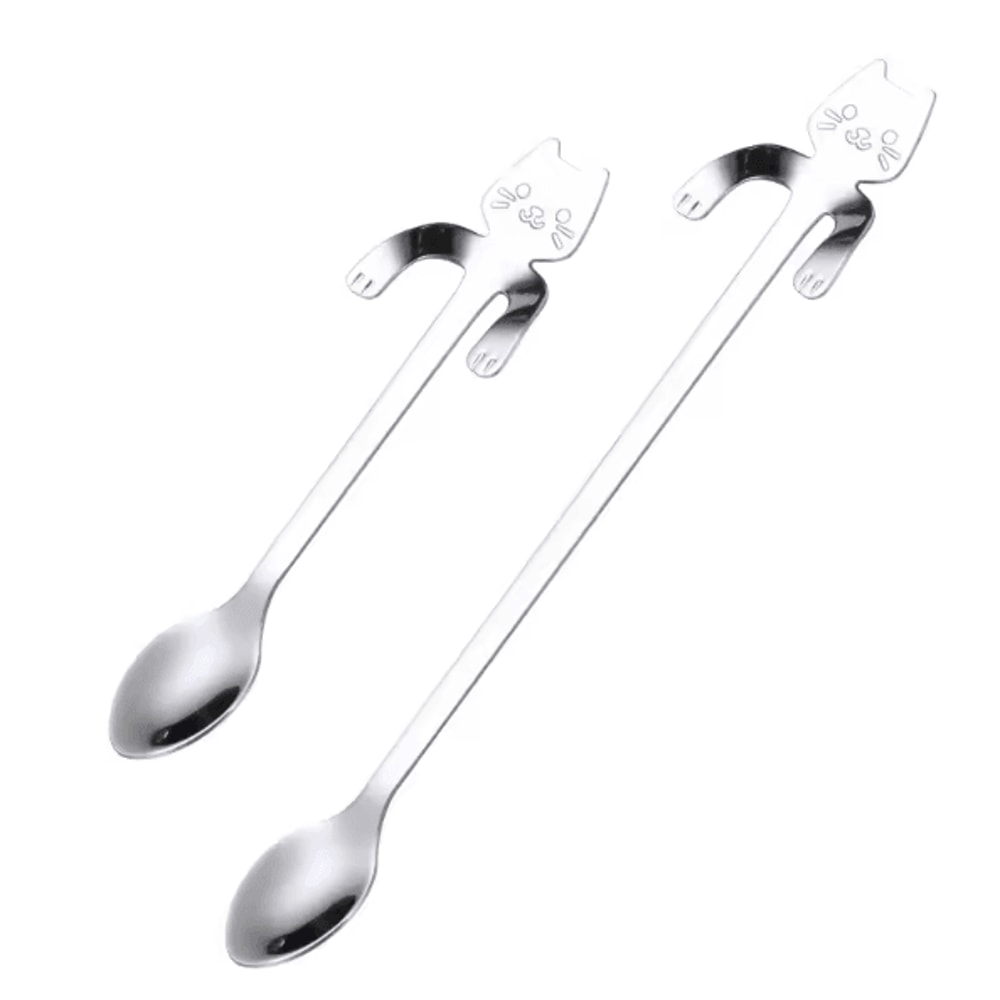 KittySip 304 Stainless Steel Cat Spoon Set Cute Hanging Coffee Stirring Spoon 24PCS 5