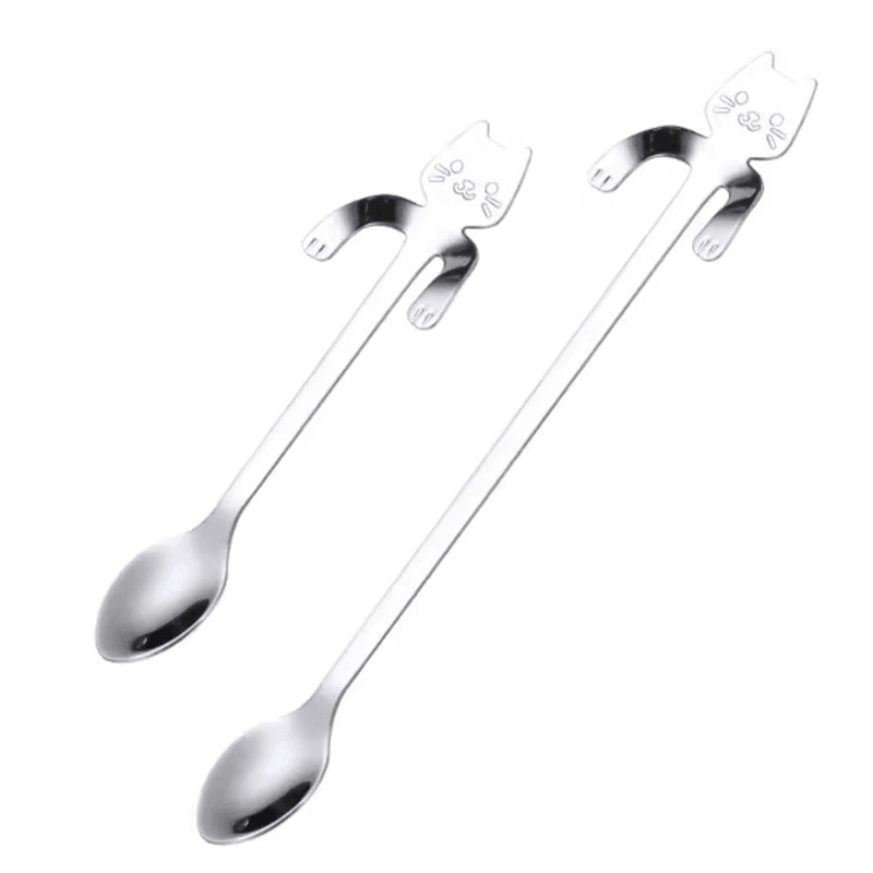 KittySip 304 Stainless Steel Cat Spoon Set Cute Hanging Coffee Stirring Spoon 24PCS 5