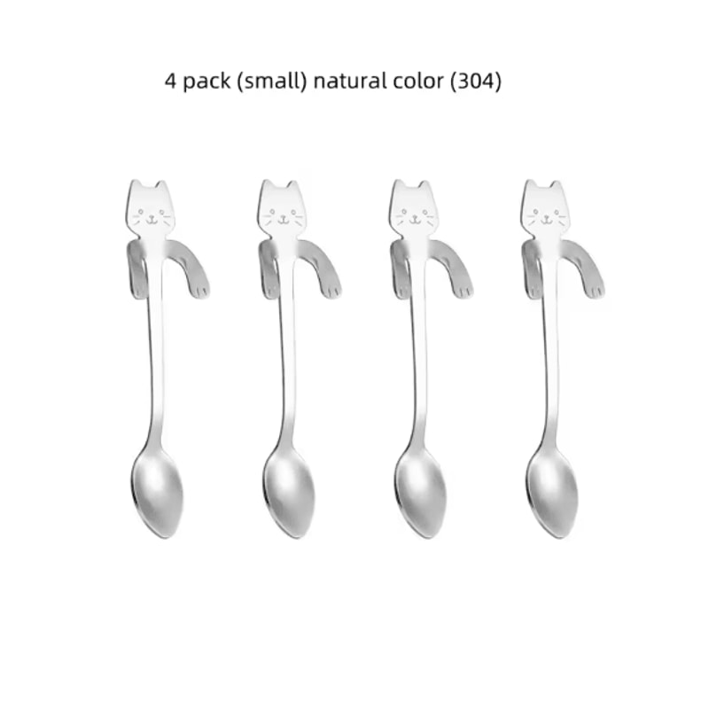 KittySip 304 Stainless Steel Cat Spoon Set Cute Hanging Coffee Stirring Spoon 24PCS 7