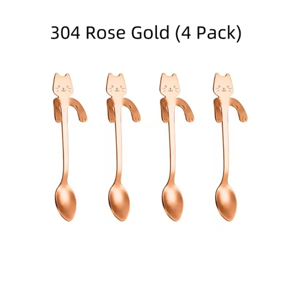 KittySip 304 Stainless Steel Cat Spoon Set Cute Hanging Coffee Stirring Spoon 24PCS 8