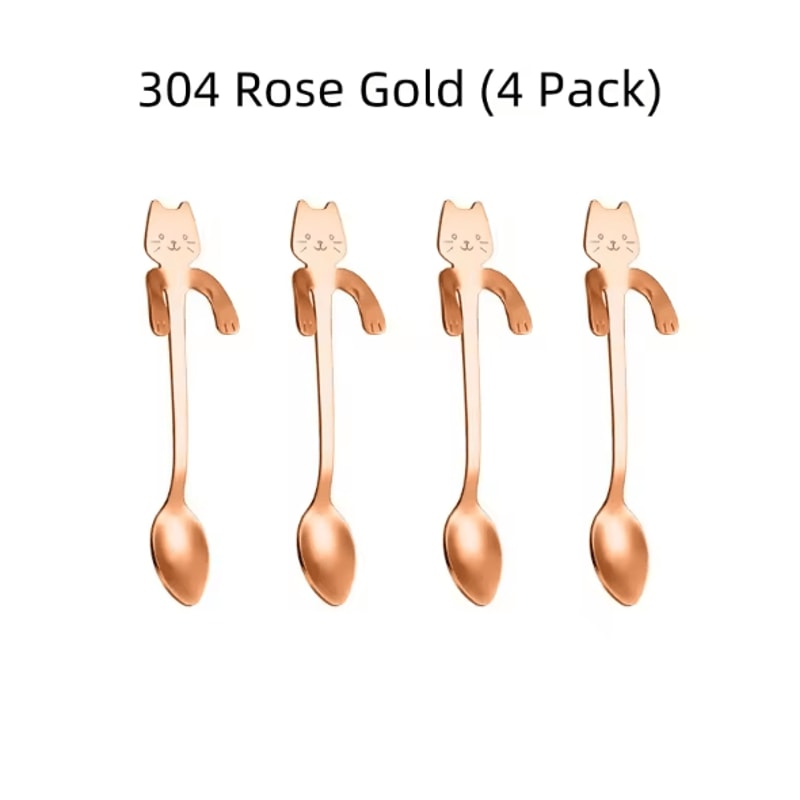 KittySip 304 Stainless Steel Cat Spoon Set Cute Hanging Coffee Stirring Spoon 24PCS 8