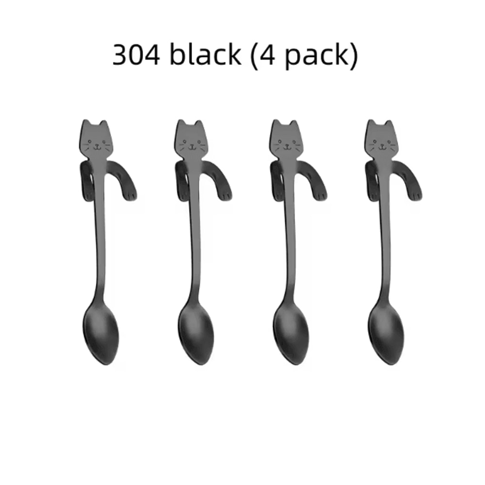 KittySip 304 Stainless Steel Cat Spoon Set Cute Hanging Coffee Stirring Spoon 24PCS 9