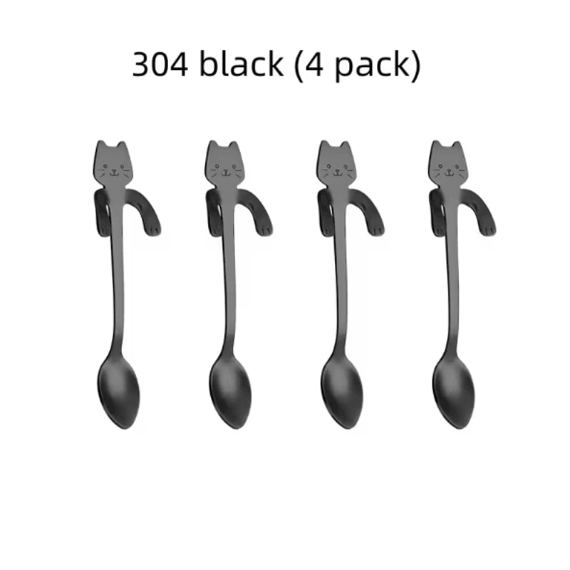 KittySip 304 Stainless Steel Cat Spoon Set Cute Hanging Coffee Stirring Spoon 24PCS 9