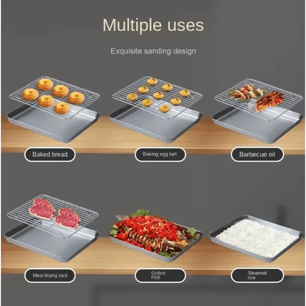 ProBake Stainless Steel Baking Pan With Rack HeavyDuty Oven Roasting Brownie Tray 2