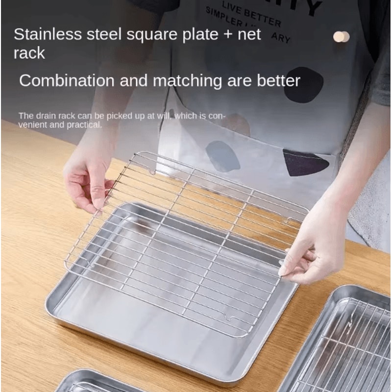 ProBake Stainless Steel Baking Pan With Rack HeavyDuty Oven Roasting Brownie Tray 3