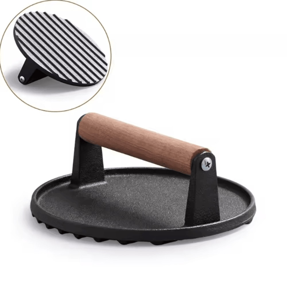 HeavyDuty Cast Iron Burger Press Rectangular Grill Press For Smash Burgers Steak 6