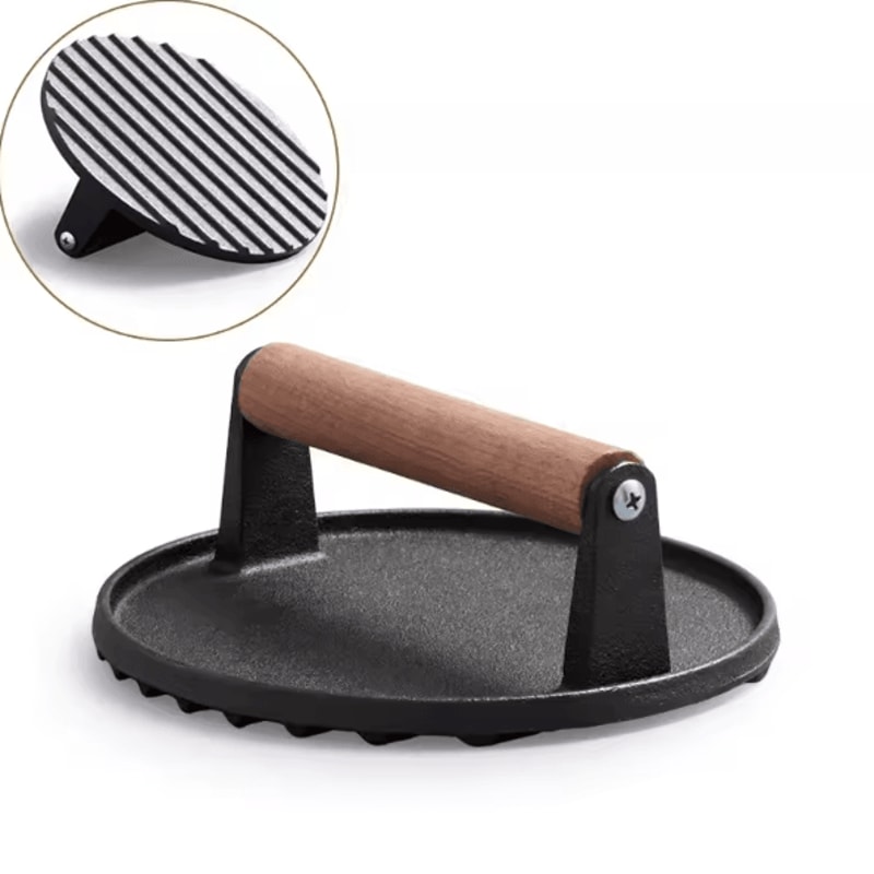 HeavyDuty Cast Iron Burger Press Rectangular Grill Press For Smash Burgers Steak 6