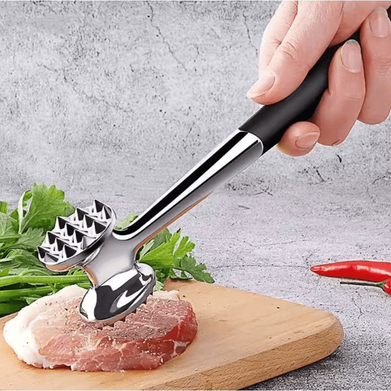 ProTender Meat Tenderizer Hammer DoubleSided Zinc Alloy Meat Hammer For Steak Pork 0
