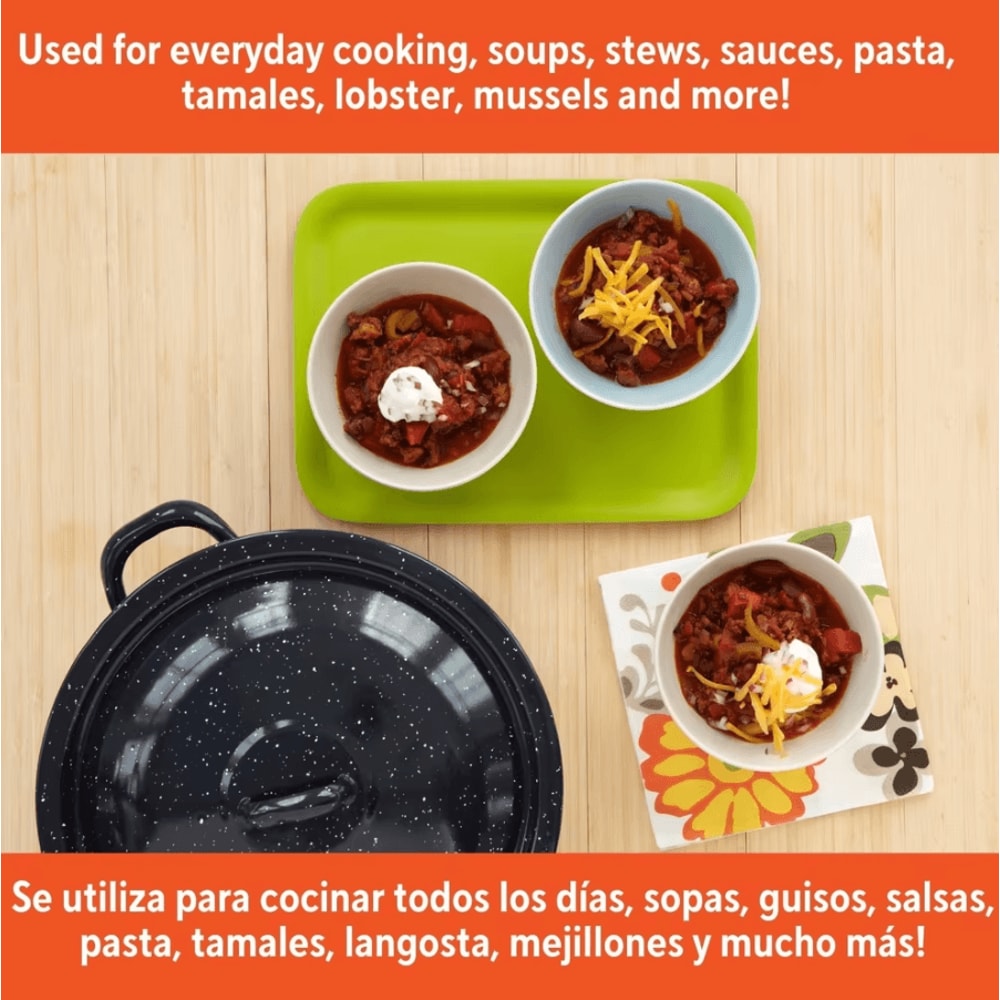 Classic Blue Enamel Stock Pot 6 Quart Durable Enamel Soup Pot With Double Handles And Even Heat Coo 2