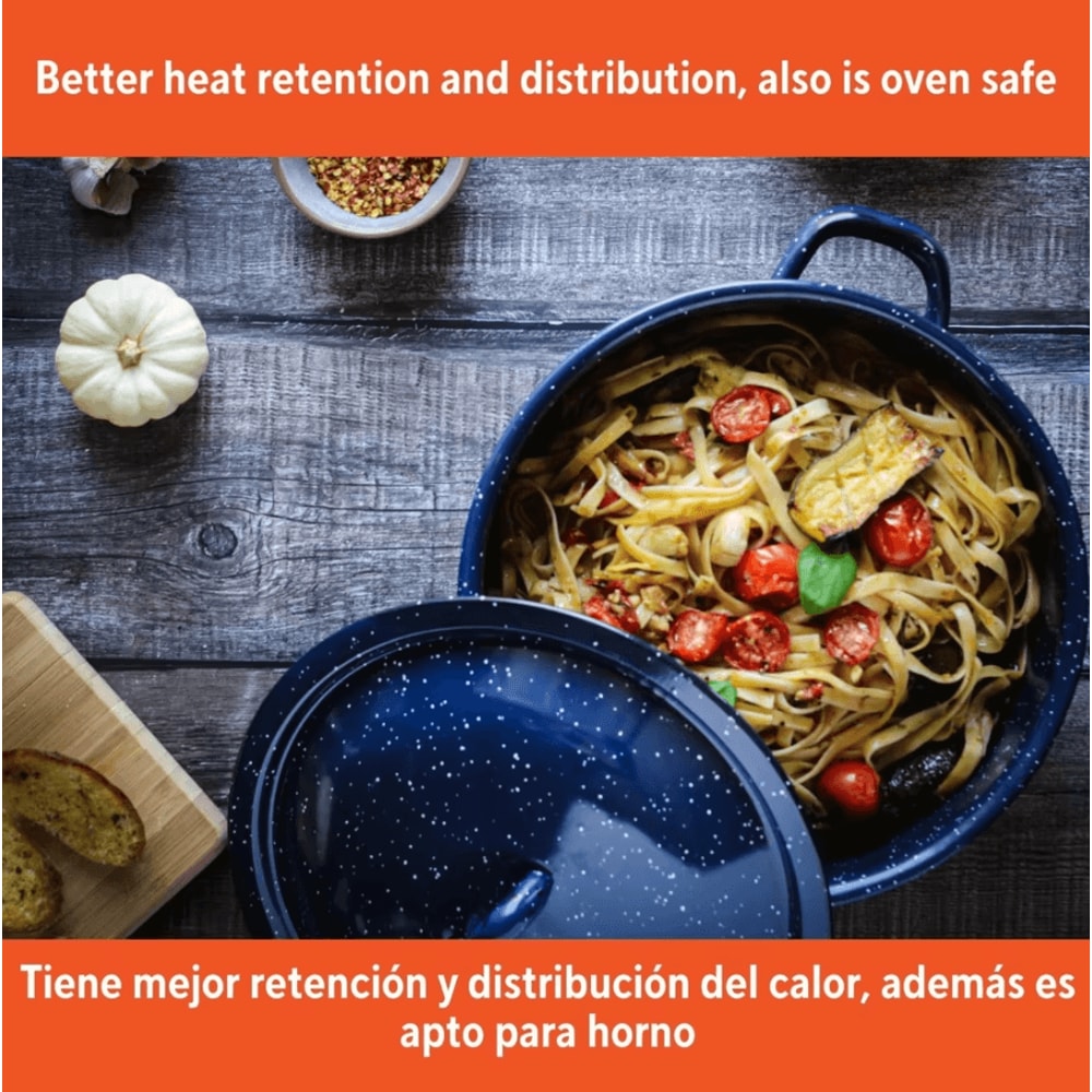 Classic Blue Enamel Stock Pot 6 Quart Durable Enamel Soup Pot With Double Handles And Even Heat Coo 3