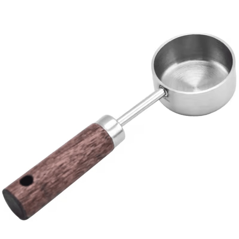 Premium Stainless Steel Coffee Scoop 15ml Coffee Measuring Spoon With Natural Wood Handle 6
