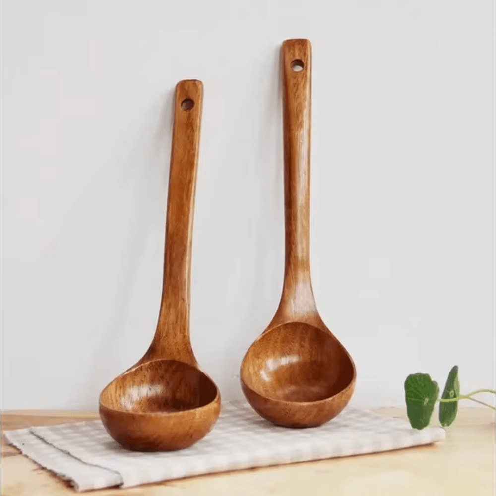 Premium Nanmu Wooden Soup Spoon Long Handle Wooden Cooking Spoon For Congee Soup And Home Cooking 3
