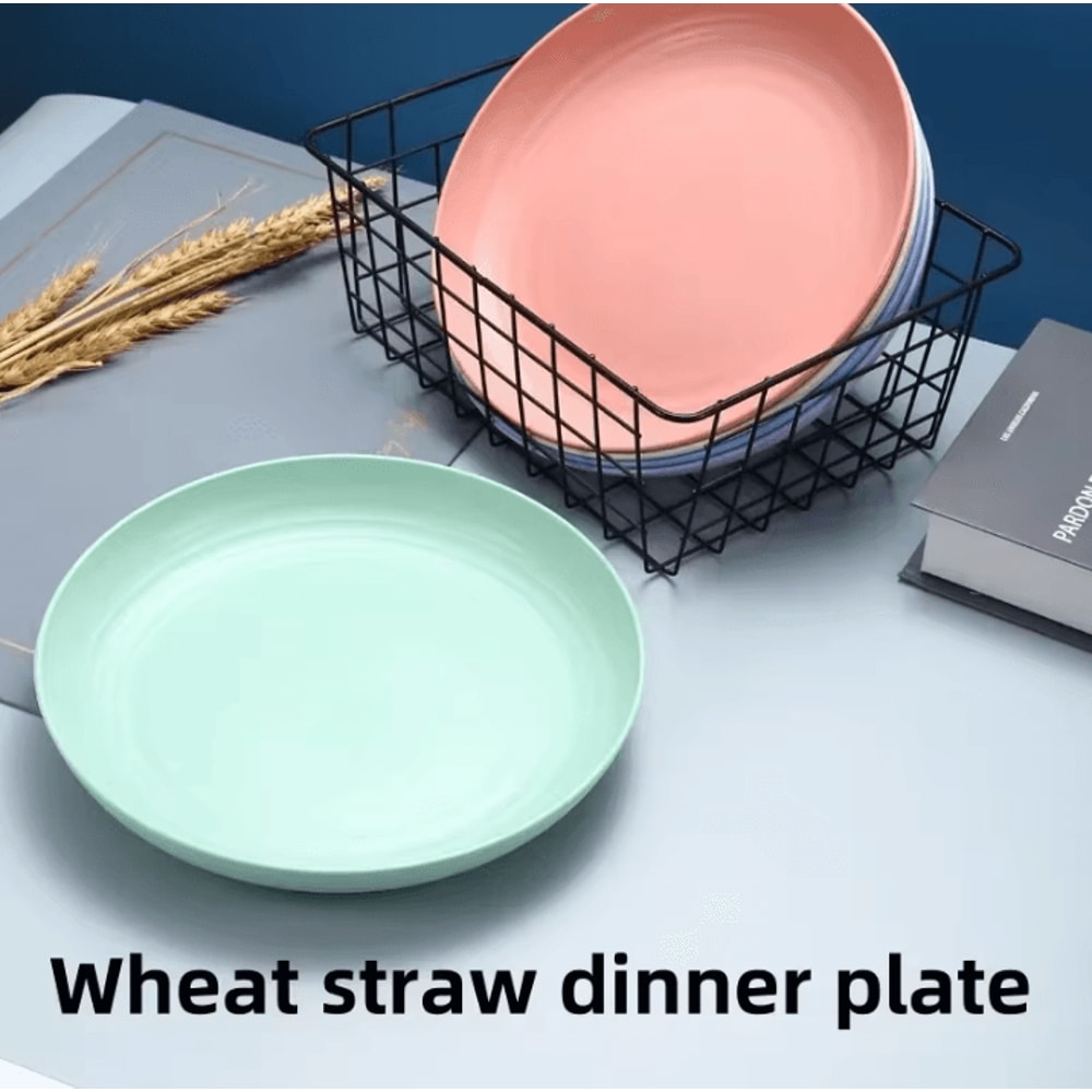 Nordic Wheat Straw Plates Set 5 Piece Wheat Straw Dinner Plates Large Fruit Vegetable Serving Plate 1