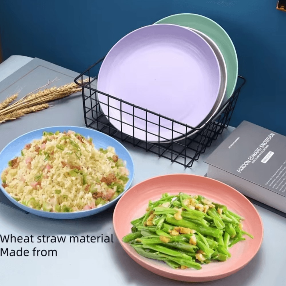 Nordic Wheat Straw Plates Set 5 Piece Wheat Straw Dinner Plates Large Fruit Vegetable Serving Plate 2