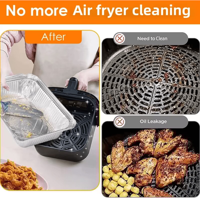 Disposable Aluminum Foil Trays With Lids Non Stick Foil Baking Pans For Air Fryer Oven And BBQ Cook 1