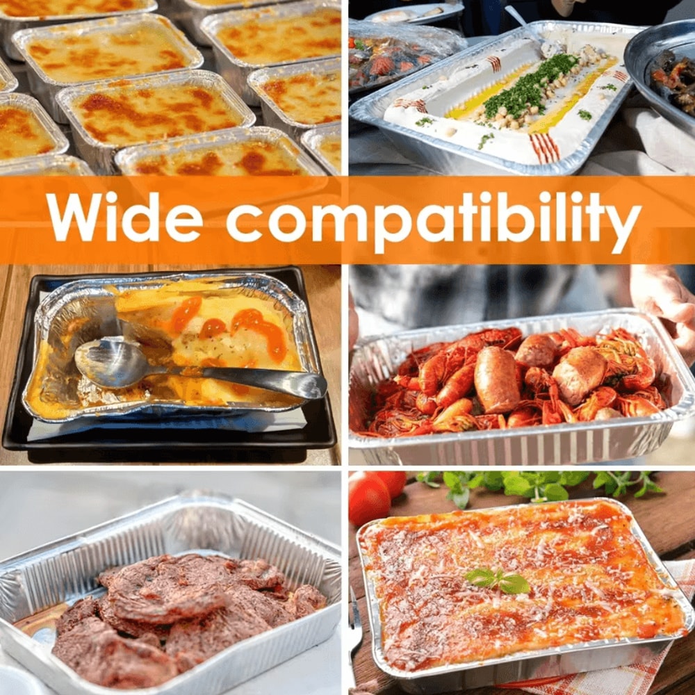 Disposable Aluminum Foil Trays With Lids Non Stick Foil Baking Pans For Air Fryer Oven And BBQ Cook 3