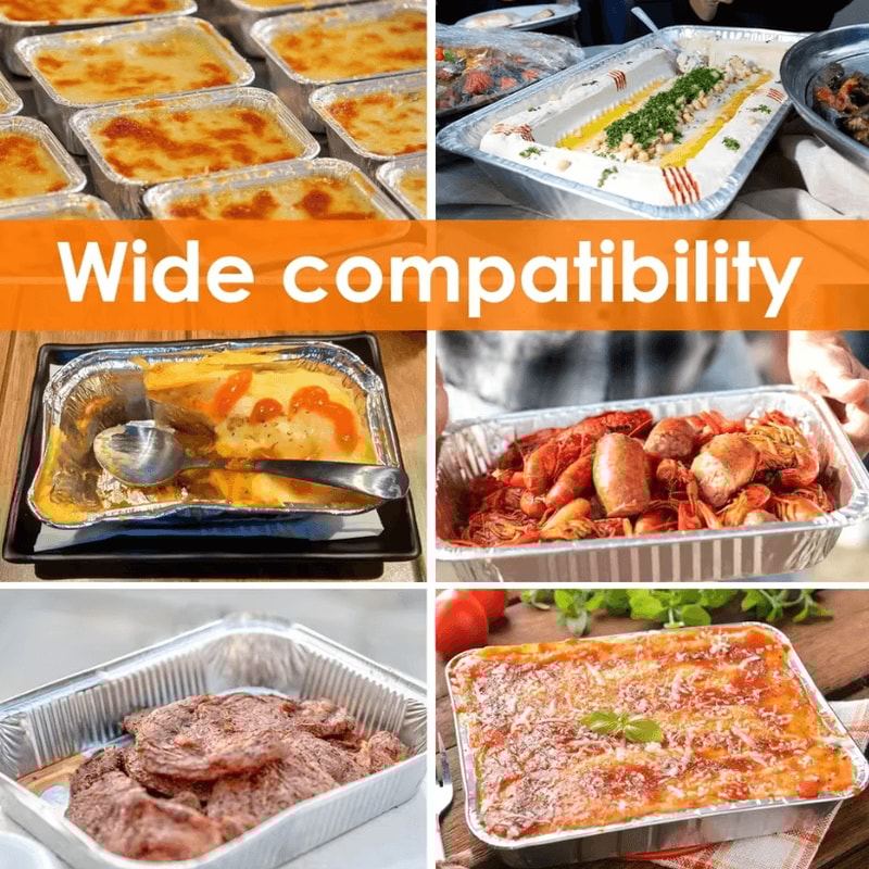 Disposable Aluminum Foil Trays With Lids Non Stick Foil Baking Pans For Air Fryer Oven And BBQ Cook 3