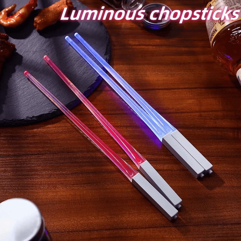 GlowBite LED Light Up Chopsticks Multicolor Luminous Chopsticks Reusable Dining Party Tableware 0