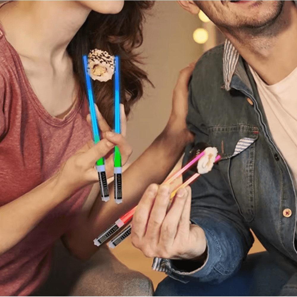 GlowBite LED Light Up Chopsticks Multicolor Luminous Chopsticks Reusable Dining Party Tableware 1