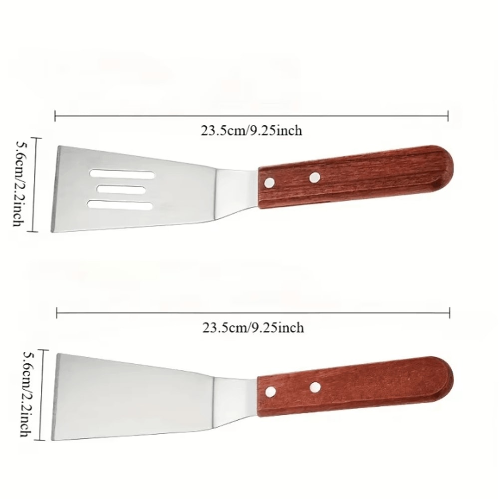 ProFlip Stainless Steel BBQ Spatula Wood Handle Steak Turner Spatula Square Head Grill And Kitchen 4