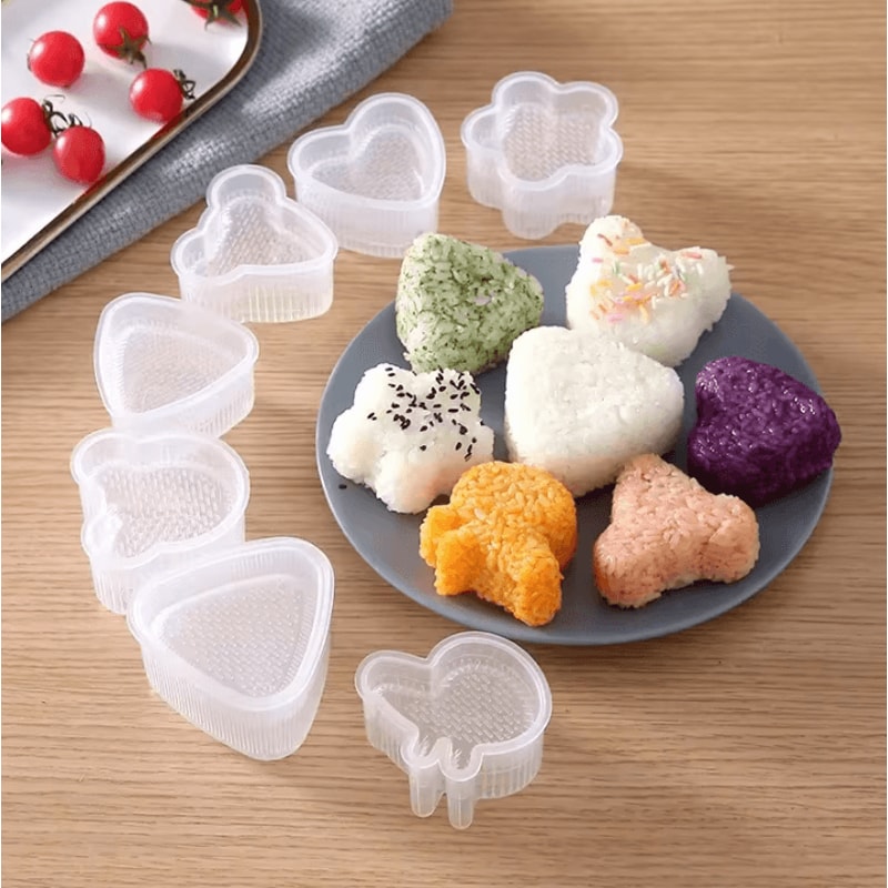 KawaiiRice Onigiri Mold Set Transparent Sushi Rice Mold Cartoon Kids Bento Rice Ball Maker 3