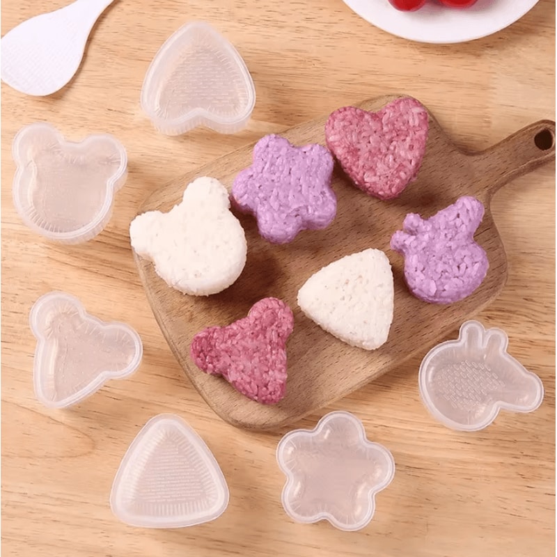 KawaiiRice Onigiri Mold Set Transparent Sushi Rice Mold Cartoon Kids Bento Rice Ball Maker 4